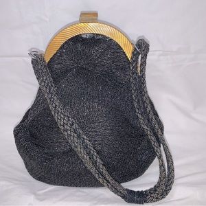 Black and Gold 8.5” Strap with Clasp Womens Handbag New